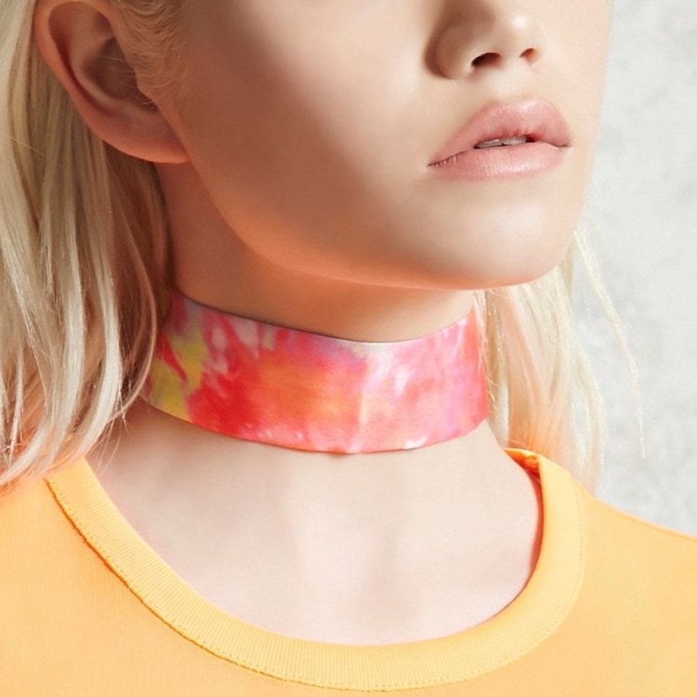 Neon Orange Tie Dye Choker